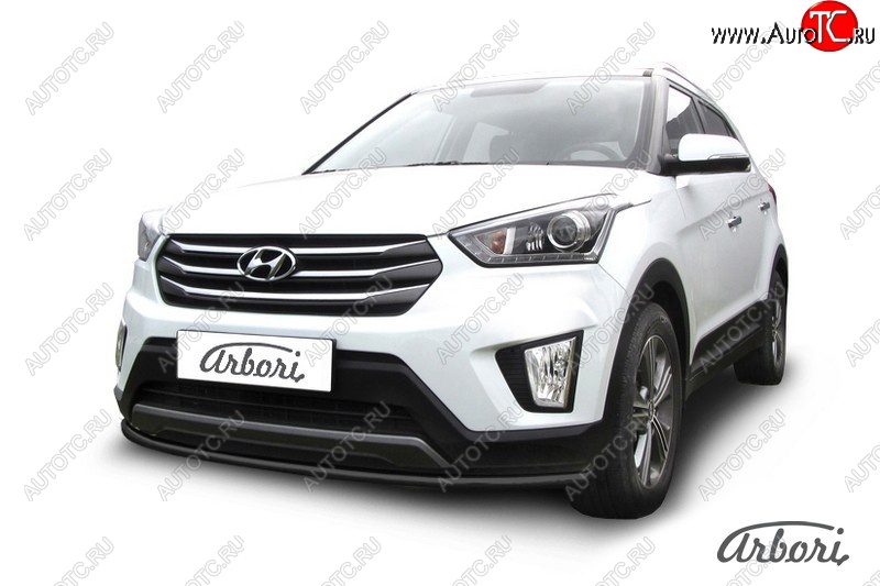 5 399 р. Защита переднего бампера Arbori (черная, 1 труба d42 mm). Hyundai Creta GS рестайлинг (2019-2021)  с доставкой в г. Набережные‑Челны