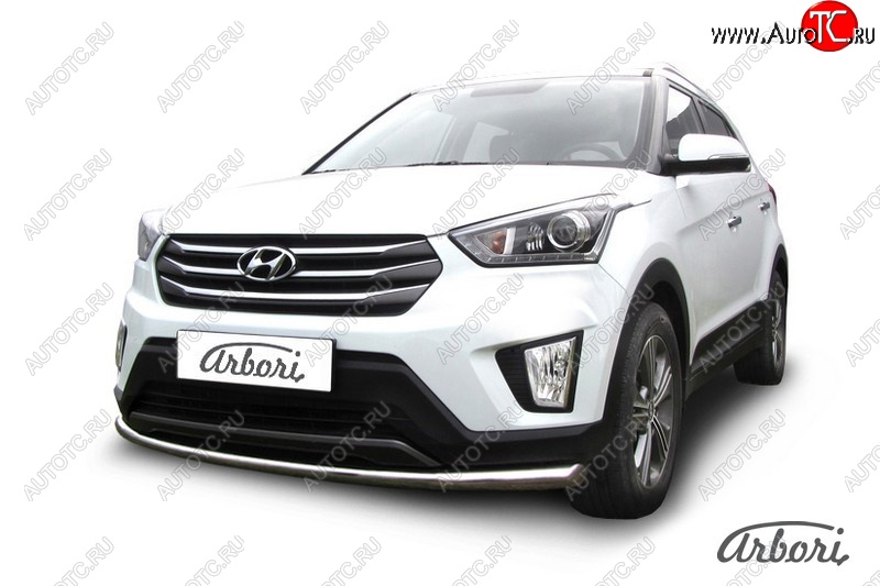 4 899 р. Защита переднего бампера Arbori (нержавейка, 1 труба d57 mm). Hyundai Creta GS рестайлинг (2019-2021)  с доставкой в г. Набережные‑Челны