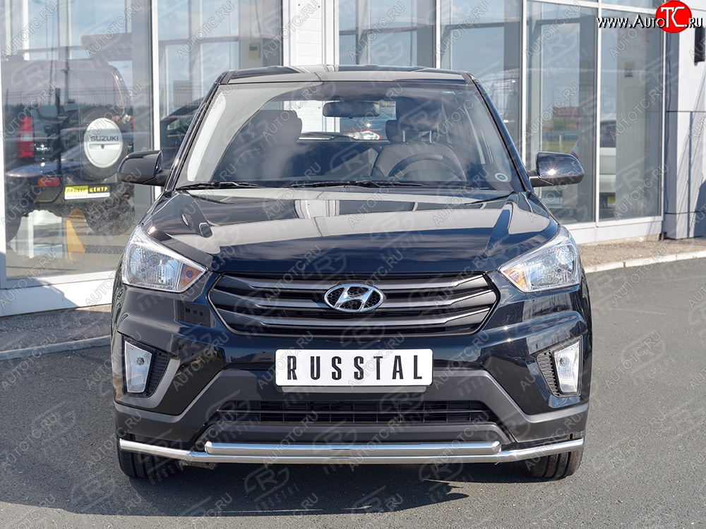 18 999 р. Защита переднего бампера (2 трубыØ42 мм, нержавейка) SLITKOFF Hyundai Creta GS рестайлинг (2019-2021)  с доставкой в г. Набережные‑Челны