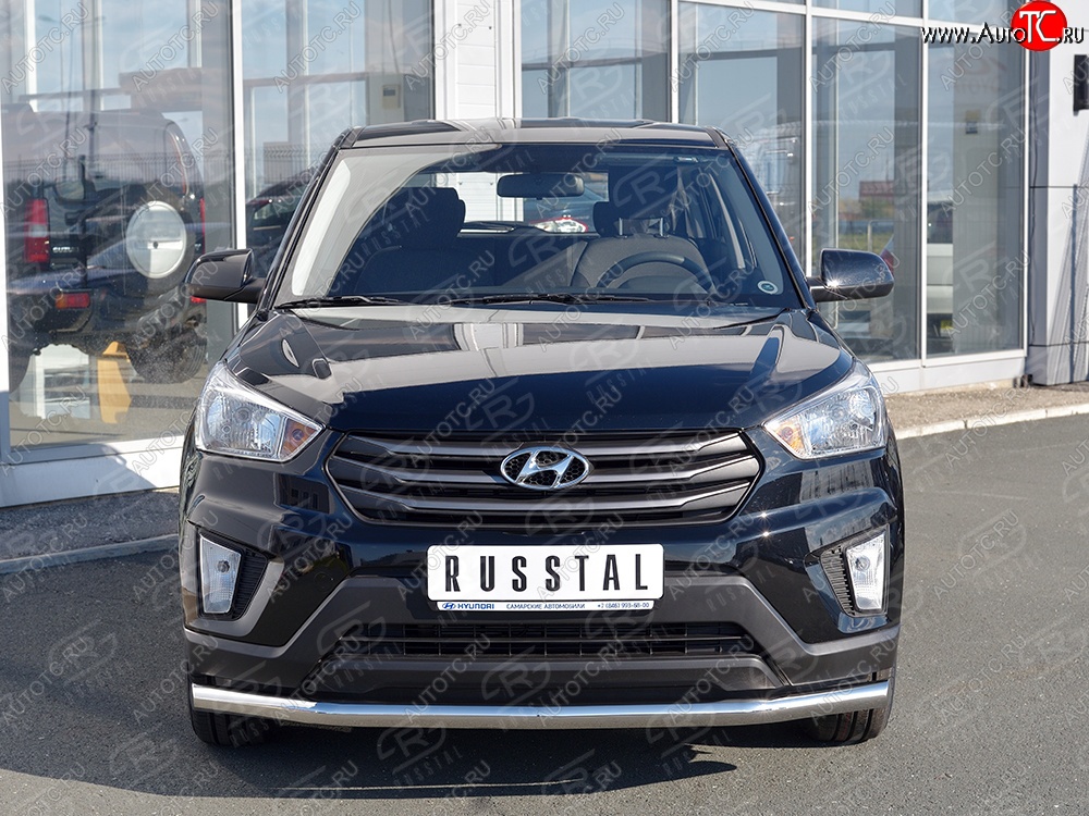 17 349 р. Защита переднего бампера (Ø63 мм, нержавейка) SLITKOFF Hyundai Creta GS дорестайлинг (2015-2019)  с доставкой в г. Набережные‑Челны