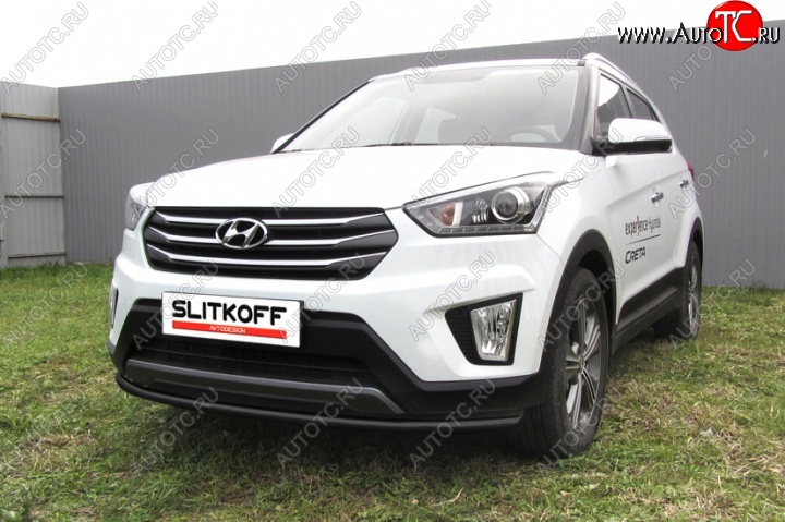 8 349 р. Защита переднего бампер из трубы d42 Slitkoff (дуга) Hyundai Creta GS рестайлинг (2019-2021) (Цвет: серебристый)  с доставкой в г. Набережные‑Челны