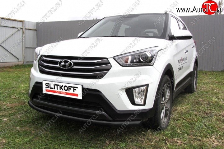 8 999 р. Защита переднего бампера Slitkoff (d57, черная) Hyundai Creta GS дорестайлинг (2015-2019) (Цвет: серебристый)  с доставкой в г. Набережные‑Челны