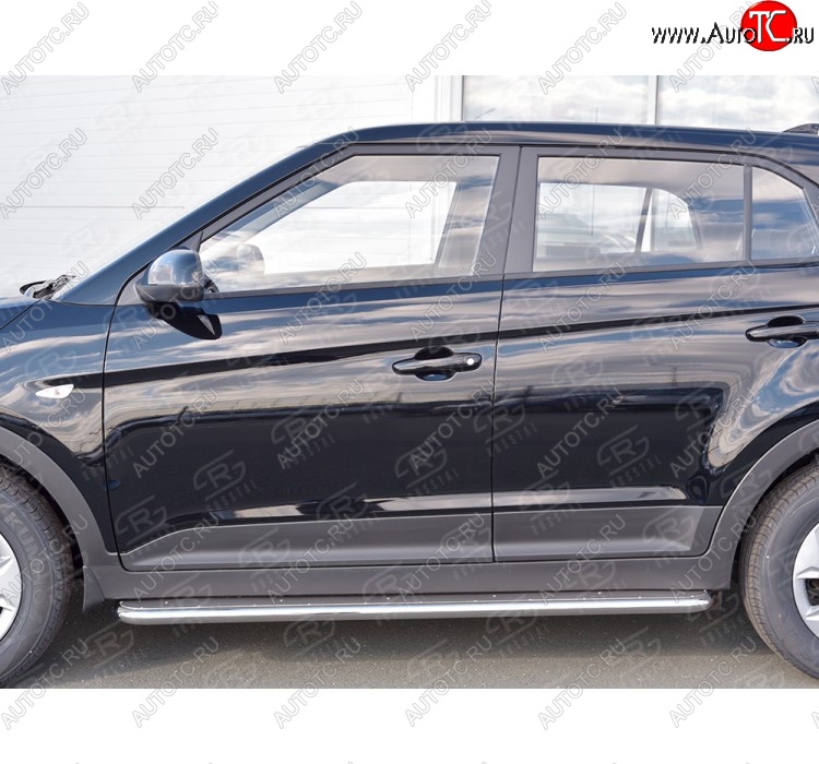 38 999 р. Порожки для ног (труба Ø42) SLITKOFF  Hyundai Creta  GS (2015-2021) дорестайлинг, рестайлинг (Вариант 3 (лист нерж, проф. нерж))  с доставкой в г. Набережные‑Челны