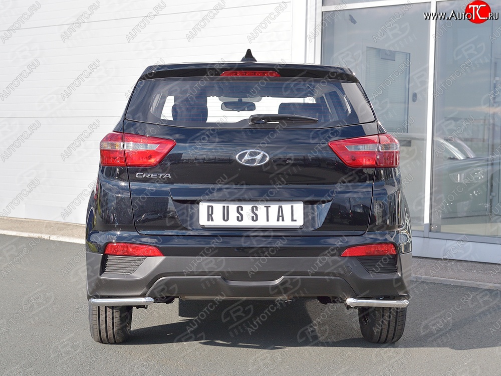 12 599 р. Защита заднего бампера (Ø42 мм уголки, нержавейка) SLITKOFF Hyundai Creta GS дорестайлинг (2015-2019)  с доставкой в г. Набережные‑Челны