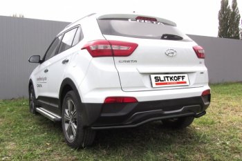 Защита заднего бампера из трубы d42 Slitkoff (волна) Hyundai Creta GS дорестайлинг (2015-2019)