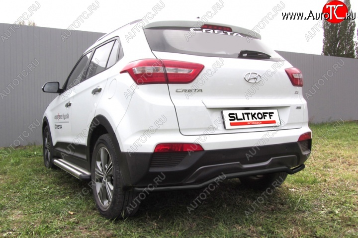 7 749 р. Защита заднего бампера из трубы d42 Slitkoff (волна) Hyundai Creta GS дорестайлинг (2015-2019) (Цвет: серебристый)  с доставкой в г. Набережные‑Челны