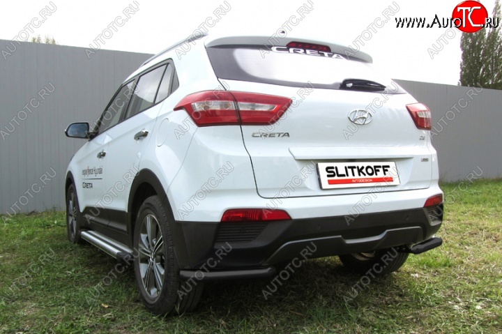 6 799 р. Защита заднего бампера из уголков d57 Slitkoff Hyundai Creta GS дорестайлинг (2015-2019) (Цвет: серебристый)  с доставкой в г. Набережные‑Челны