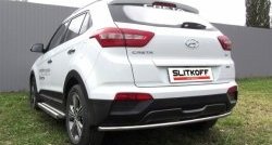 8 999 р. Защита заднего бампера из трубы диаметром 42 мм Slitkoff  Hyundai Creta  GS (2015-2021) дорестайлинг, рестайлинг (Нержавейка, Полированная)  с доставкой в г. Набережные‑Челны. Увеличить фотографию 1