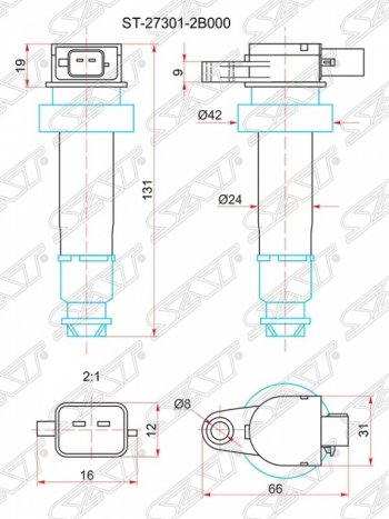 Катушка зажигания SAT Hyundai (Хюндаи) Elantra (Элантра)  HD (2006-2011), KIA (КИА) Cerato (Серато)  2 TD (2008-2013)