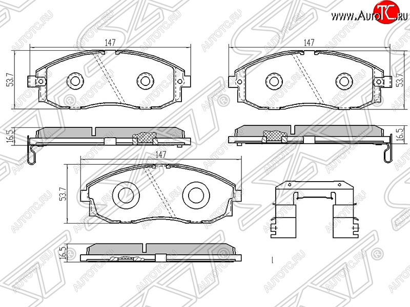 1 599 р. Колодки тормозные SAT (передние)  Hyundai Porter ( AU,KR,  HR) - Starex/H1  A1  с доставкой в г. Набережные‑Челны