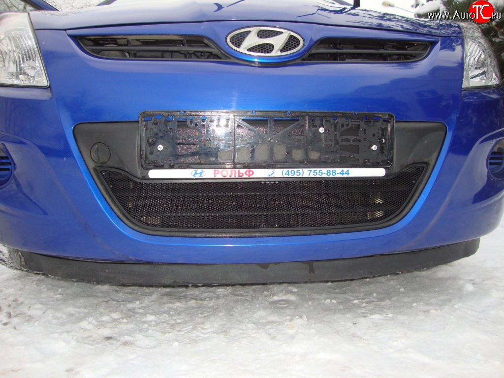 1 469 р. Сетка на бампер Russtal (черная) Hyundai i20 PB хэтчбэк дорестайлинг (2008-2012)  с доставкой в г. Набережные‑Челны