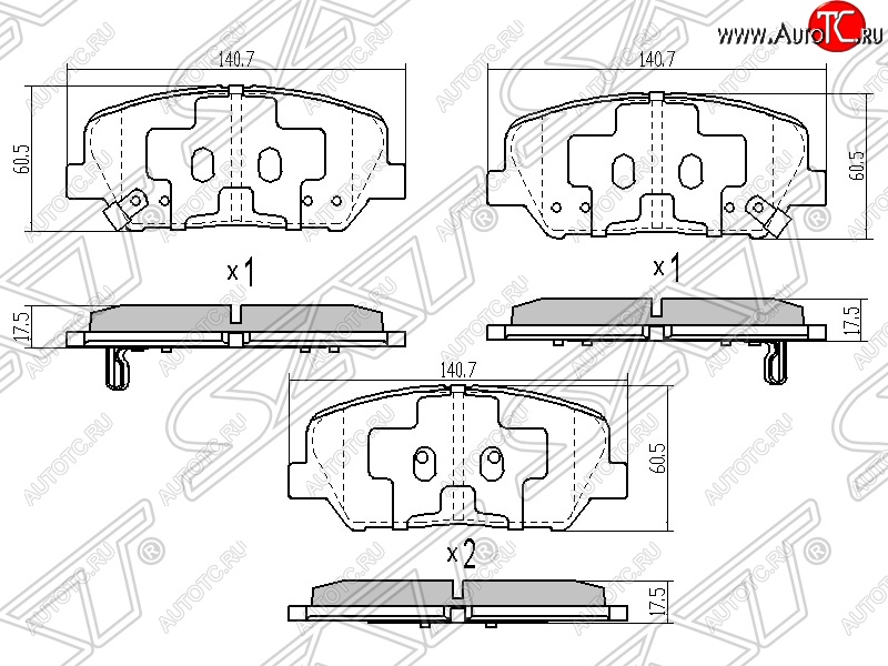 1 399 р. Колодки тормозные SAT (задние) Hyundai I30 2 GD дорестайлинг универсал (2011-2015)  с доставкой в г. Набережные‑Челны