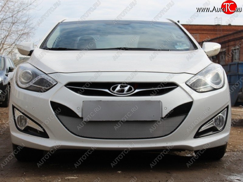 1 539 р. Защитная сетка на бампер Russtal (хром) Hyundai I40 1 VF дорестайлинг седан (2011-2015)  с доставкой в г. Набережные‑Челны