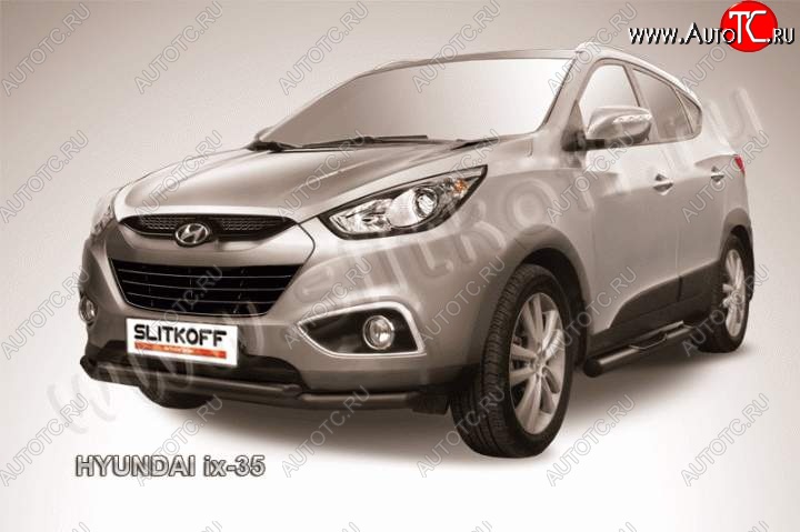 11 399 р. Защита переднего бампера из труб d57+d42 Slitkoff  Hyundai IX35  LM (2009-2018) дорестайлинг, рестайлинг (Цвет: серебристый)  с доставкой в г. Набережные‑Челны