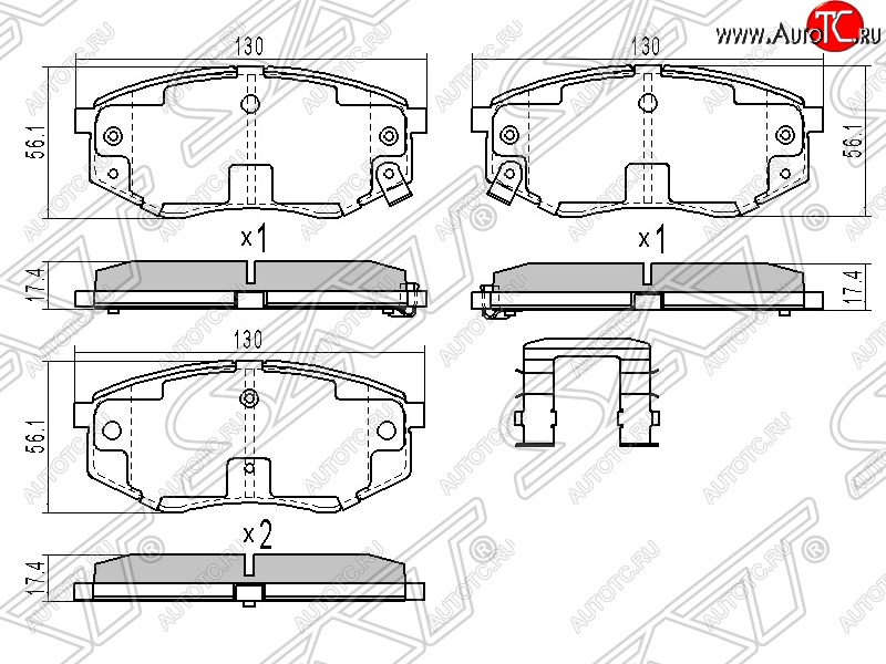 1 399 р. Колодки тормозные SAT (передние)  Hyundai IX35  LM (2009-2018), Hyundai Sonata  YF (2009-2014), Hyundai Tucson  LM (2010-2017), KIA Carens  FC, RS (1999-2006), KIA Sportage  3 SL (2010-2016)  с доставкой в г. Набережные‑Челны