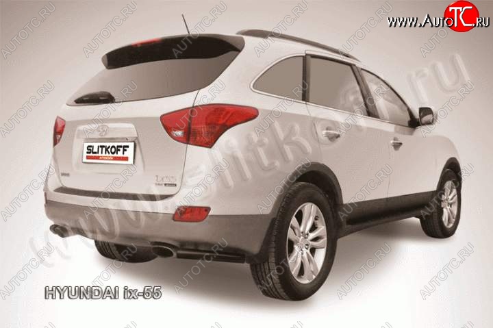 4 949 р. Защита заднего бампера из уголков d57 Slitkoff  Hyundai IX55  EN (2006-2013) (Цвет: серебристый)  с доставкой в г. Набережные‑Челны