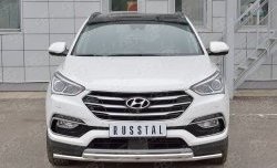 17 849 р. Защита переднего бампера (2 трубыØ42 мм, нержавейка) SLITKOFF  Hyundai Santa Fe  DM (2015-2019) рестайлинг  с доставкой в г. Набережные‑Челны. Увеличить фотографию 1