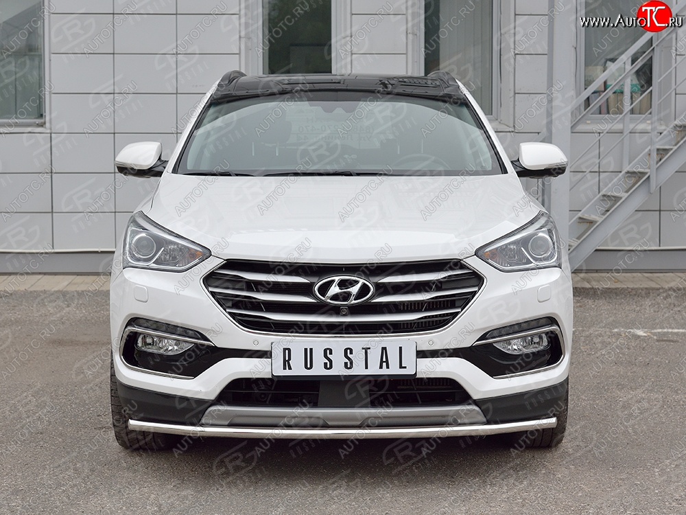 15 499 р. Защита переднего бампера (Ø42 мм, нержавейка, Premium) SLITKOFF  Hyundai Santa Fe  DM (2015-2019) рестайлинг  с доставкой в г. Набережные‑Челны