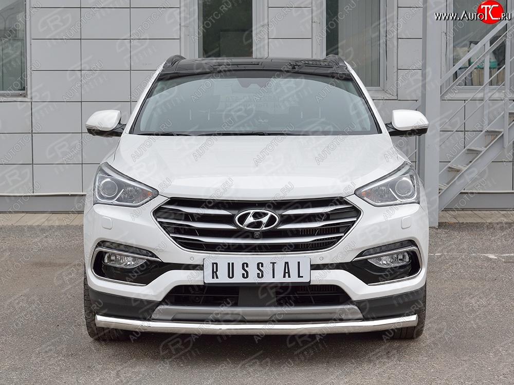 17 949 р. Защита переднего бампера (Ø63 мм, нержавейка, Premium) SLITKOFF  Hyundai Santa Fe  DM (2015-2019) рестайлинг  с доставкой в г. Набережные‑Челны