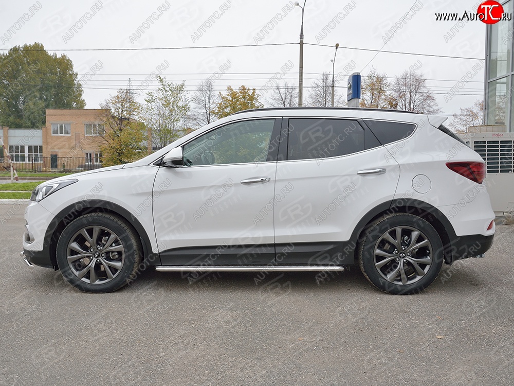 26 999 р. Широкая защита порогов с трубой диаметром 42 мм Premium SLITKOFF Hyundai Santa Fe DM рестайлинг (2015-2019)  с доставкой в г. Набережные‑Челны