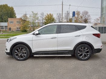 25 999 р. Защита порогов из круглой трубы диаметром 63 мм PREMIUM SLITKOFF v2  Hyundai Santa Fe  DM (2015-2019) рестайлинг  с доставкой в г. Набережные‑Челны. Увеличить фотографию 2