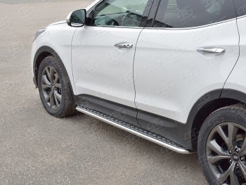 22 999 р. Широкая защита порогов с трубой диаметром 42 мм PREMIUM SLITKOFF v2  Hyundai Santa Fe  DM (2015-2019) рестайлинг  с доставкой в г. Набережные‑Челны. Увеличить фотографию 2