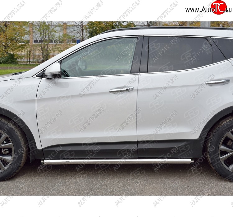 25 999 р. Защита порогов из круглой трубы диаметром 63 мм PREMIUM SLITKOFF v2  Hyundai Santa Fe  DM (2015-2019) рестайлинг  с доставкой в г. Набережные‑Челны