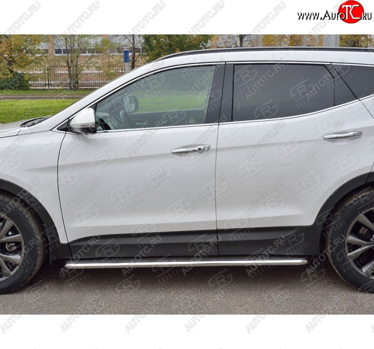 38 999 р. Широкая защита порогов с трубой диаметром 42 мм PREMIUM SLITKOFF v3 Hyundai Santa Fe DM рестайлинг (2015-2019)  с доставкой в г. Набережные‑Челны