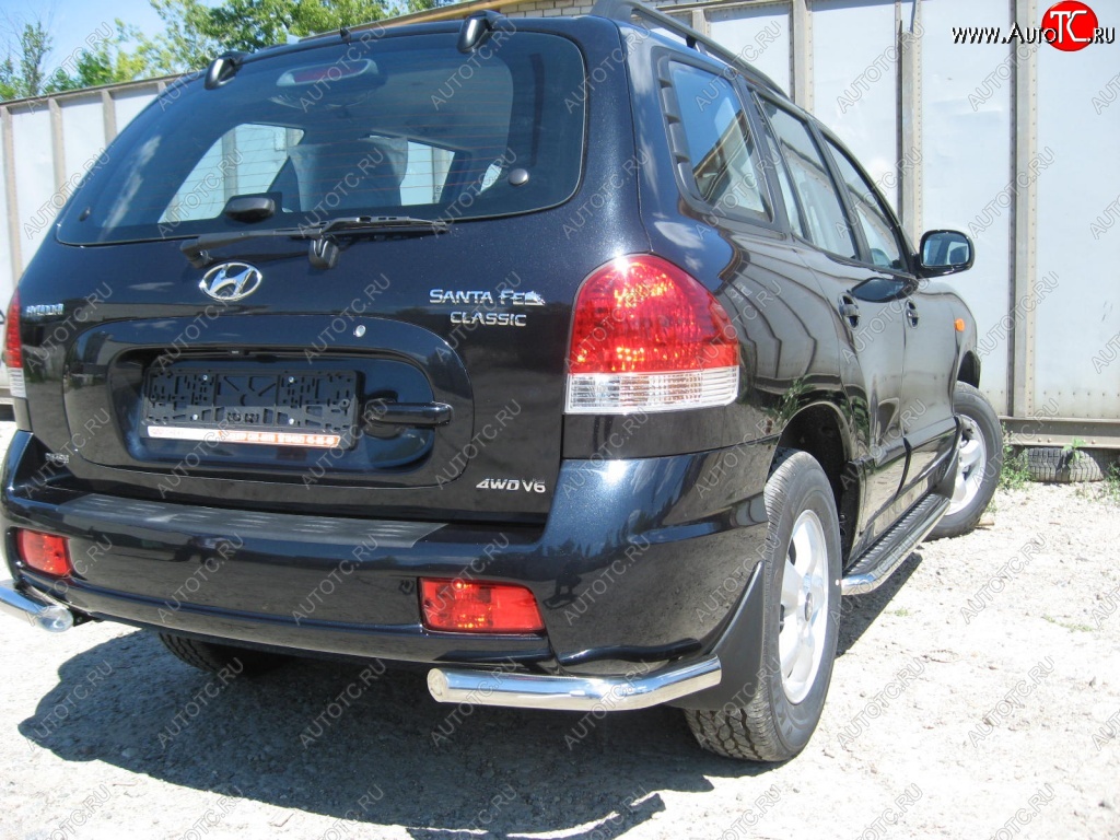 5 699 р. Защита заднего бампера из уголков d57 Slitkoff Hyundai Santa Fe SM (2000-2012) (Цвет: серебристый)  с доставкой в г. Набережные‑Челны