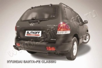 Защита заднего бампера из уголков d57+d42 Slitkoff (двойные) Hyundai Santa Fe SM (2000-2012)