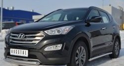 20 749 р. Защита переднего бампера (2 трубыØ63 мм, нержавейка) SLITKOFF Hyundai Santa Fe DM дорестайлинг (2012-2016)  с доставкой в г. Набережные‑Челны. Увеличить фотографию 4