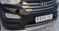 17 999 р. Защита переднего бампера (2 трубыØ76 и 42 мм, нержавейка) SLITKOFF  Hyundai Santa Fe  DM (2012-2016) дорестайлинг  с доставкой в г. Набережные‑Челны. Увеличить фотографию 2