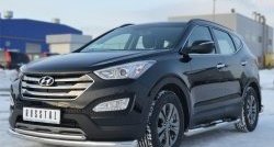 17 999 р. Защита переднего бампера (2 трубыØ76 и 42 мм, нержавейка) SLITKOFF  Hyundai Santa Fe  DM (2012-2016) дорестайлинг  с доставкой в г. Набережные‑Челны. Увеличить фотографию 4