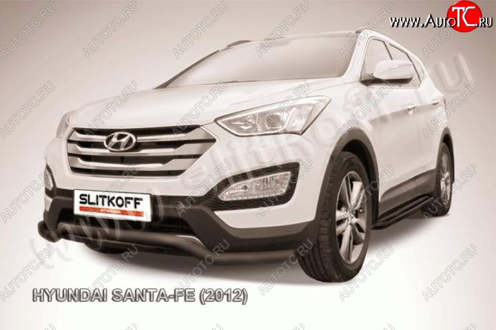 11 999 р. Защита переднего бампера из трубы d57 Slitkoff  Hyundai Santa Fe  DM (2012-2016) дорестайлинг (Цвет: серебристый)  с доставкой в г. Набережные‑Челны