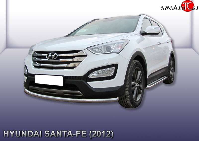 13 649 р. Одинарная защита переднего бампера из трубы диаметром 57 мм Slitkoff Hyundai Santa Fe DM дорестайлинг (2012-2016) (Нержавейка, Полированная)  с доставкой в г. Набережные‑Челны