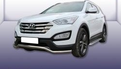 Фигурная защита переднего бампера диаметром 57 мм Slitkoff Hyundai Santa Fe DM дорестайлинг (2012-2016)