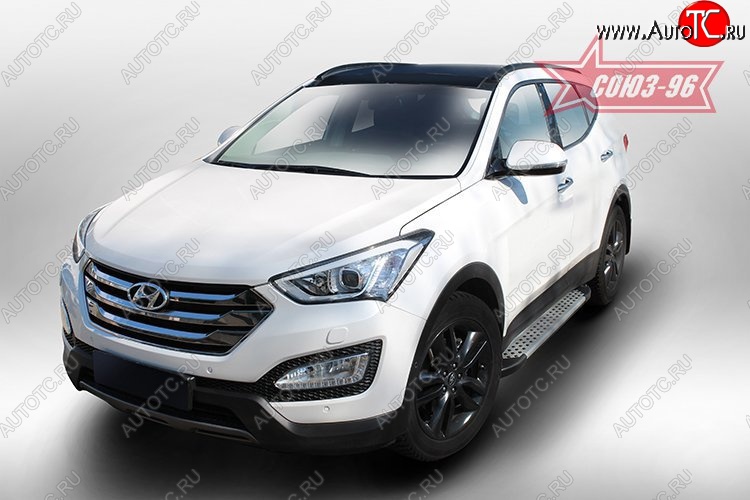 9 674 р. Пороги из алюминиевого профиля Souz-96 Hyundai Santa Fe DM дорестайлинг (2012-2016)  с доставкой в г. Набережные‑Челны