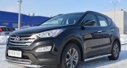 14 849 р. Защита порогов из круглой трубы диаметром 63 мм Russtal  Hyundai Santa Fe  DM (2012-2016) дорестайлинг (Защита порогов с со скосами на торцах (вариант 1))  с доставкой в г. Набережные‑Челны. Увеличить фотографию 8