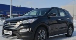 14 849 р. Защита порогов из круглой трубы диаметром 63 мм Russtal  Hyundai Santa Fe  DM (2012-2016) дорестайлинг (Защита порогов с со скосами на торцах (вариант 1))  с доставкой в г. Набережные‑Челны. Увеличить фотографию 9