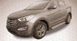 10 699 р. Алюминиевые пороги Slitkoff Luxe Silver Hyundai Santa Fe DM дорестайлинг (2012-2016)  с доставкой в г. Набережные‑Челны. Увеличить фотографию 2