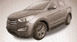 19 449 р. Алюминиевые пороги Slitkoff Optima Black  Hyundai Santa Fe  DM (2012-2016) дорестайлинг  с доставкой в г. Набережные‑Челны. Увеличить фотографию 2