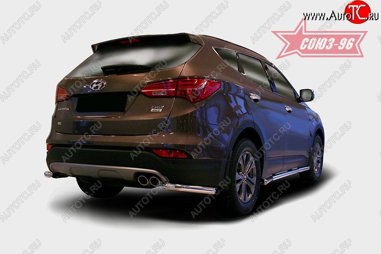 9 539 р. Защита заднего бампера из боковых уголков Souz-96 (d60) Hyundai Santa Fe DM дорестайлинг (2012-2016)  с доставкой в г. Набережные‑Челны