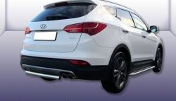 10 699 р. Защита заднего бампера из короткой трубы диаметром 57 мм Slitkoff  Hyundai Santa Fe  DM (2012-2016) дорестайлинг (Нержавейка, Полированная)  с доставкой в г. Набережные‑Челны. Увеличить фотографию 1