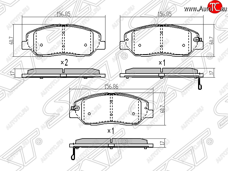 1 539 р. Колодки тормозные SAT (передние)  Hyundai Santa Fe  CM (2006-2012), KIA Sorento  XM (2009-2015)  с доставкой в г. Набережные‑Челны