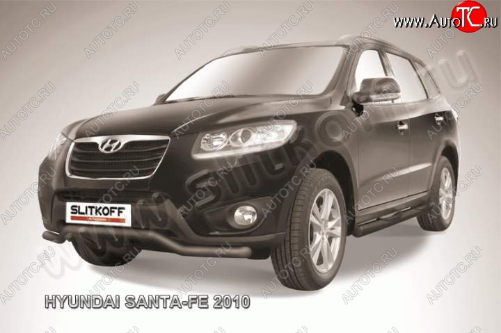 10 299 р. Защита переднего бампера из трубы d57 Slitkoff (волна) Hyundai Santa Fe CM рестайлинг (2009-2012) (Цвет: серебристый)  с доставкой в г. Набережные‑Челны