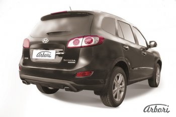 Защита заднего бампера Arbori (скоба, черная, 1 труба d57 mm). Hyundai Santa Fe CM рестайлинг (2009-2012)