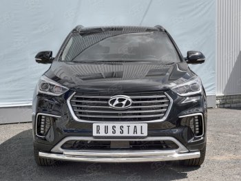 20 649 р. Защита переднего бампера (2 трубыØ42 мм, нержавейка) SLITKOFF  Hyundai Grand Santa Fe  1 DM (2016-2018) рестайлинг  с доставкой в г. Набережные‑Челны. Увеличить фотографию 3