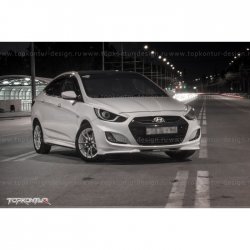 2 899 р. Накладка на передний бампер TopKontur Design v2 Hyundai Solaris RBr хэтчбэк дорестайлинг (2010-2014) (Неокрашенная)  с доставкой в г. Набережные‑Челны. Увеличить фотографию 12