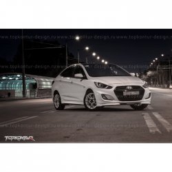 2 899 р. Накладка на передний бампер TopKontur Design v2 Hyundai Solaris RBr хэтчбэк дорестайлинг (2010-2014) (Неокрашенная)  с доставкой в г. Набережные‑Челны. Увеличить фотографию 13