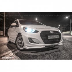 2 899 р. Накладка на передний бампер TopKontur Design v2 Hyundai Solaris RBr хэтчбэк дорестайлинг (2010-2014) (Неокрашенная)  с доставкой в г. Набережные‑Челны. Увеличить фотографию 8